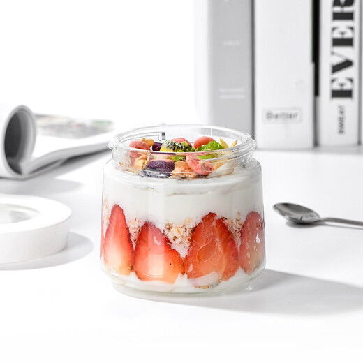 ASVEL Overnight Oatmeal Cup Portable Breakfast Cup with Lid Glass Sealed Large Capacity Oatmeal Milk Cup 330ML