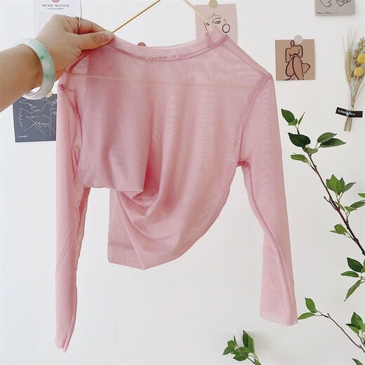 XIAOMIMAO2024 summer new style children's and girls' ice silk sunscreen bottoming shirt thin, medium and large children's mesh t-shirt air-conditioning shirt trendy white 110