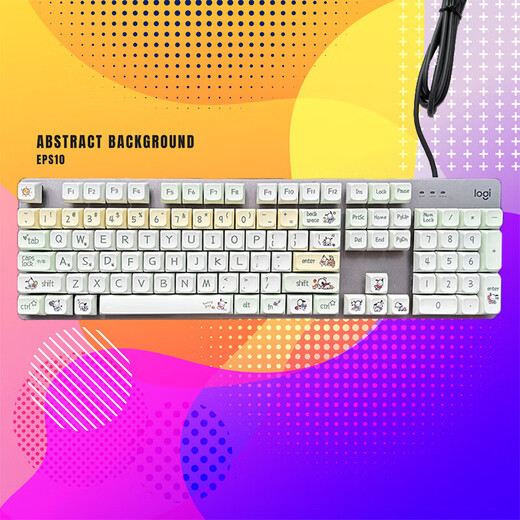Pipa Bear Logitech 104-Key Mechanical Keyboard Keycap Special Keycap K845/K835/G412/K865 Wear-resistente durchscheinende DIY-Farbinstallation Einfache Silent Cartoon Lady Parcha Dog-Key Cap + Key Puller (Gegenüber)