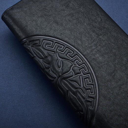 Coilenklaon genuine leather men's wallet personalized vertical youth wallet business casual long ticket clip card bag wallet long elegant/black [high-end solid wood gift box]