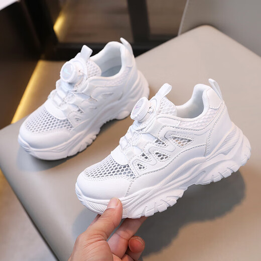 Warrior (Warrior) children's shoes mesh white shoes sandals button sports shoes casual shoes WZ(CL)-0454 white 29