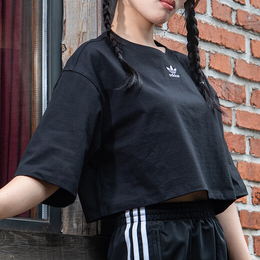 
Adidas official women's short-sleeved 25 summer new sportswear running body clothes cotton breathable casual round neck T-shirt IT9887/black/short/pure cotton skin-friendly S [160 recommended weight 95-110Jin [Jin equals 0.5 kg]]