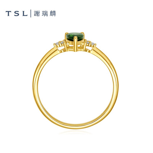 Xie Ruilin (TSL) 18K gold diamond ring Linlang series geometric water drop diamond ring for proposal and marriage 64856 No. 15 circle - 6 diamonds in total, about 3 minutes