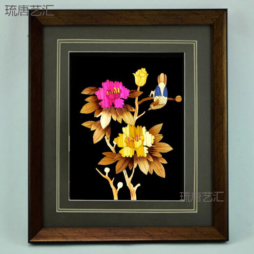 Картина из пшеничной соломы в китайском стиле, тростниковая солома, ручная работа, картина из соломы, подарочная картина, школьный детский сад, декоративная картина для иностранных друзей, AS12532 * 36x25 мм, толстая пластина