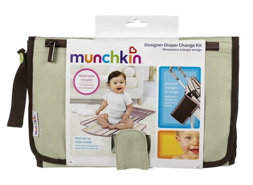 Munchkin Portable Diaper Changing Set Gray Folding Mat Baby Changing Diapers Out