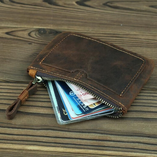 
LUOYIDE (LUOYIDE) top layer cowhide mini card bag small coupon wallet men and women retro handmade genuine leather driver's license key bag Chinese Valentine's Day black lychee pattern