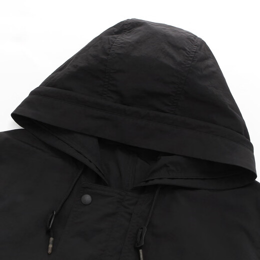 YOUNGOR windbreaker men's hooded long single windbreaker nylon durable, comfortable and breathable men's top jacket black L 175/96A