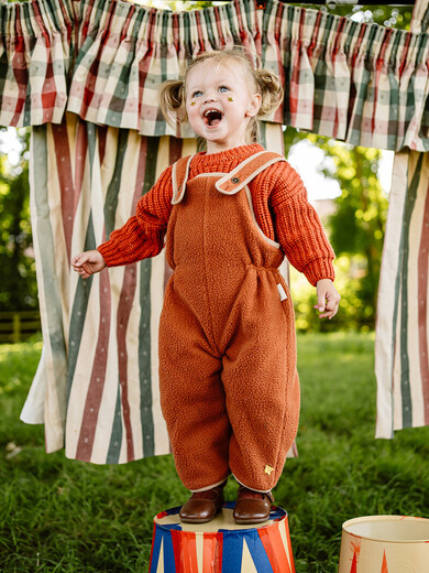 LELE JOVE Nordic style baby polar fleece jumpsuit autumn and winter cute cloud velvet loose jumpsuit for boys and girls, straw yellow 80