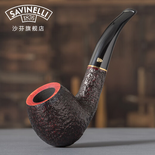 沙芬（SAVINELLI）意大利罗马风情石楠木烟斗套装P104R黑烟嘴677弯斗进口烟斗 【升级套装：烟斗+全套配件】