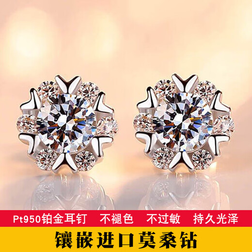 CEENIU Fat Donglai same style pt950 platinum ear stud earrings exquisite moissanite diamond niche fashion 18Kl platinum earrings Pt950 platinum four-leaf clover ear studs