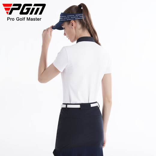 PGM高尔夫服装女装夏季短袖上衣透气显瘦T恤POLO衫 吸湿 透气 YF674-白色【上衣/3A级抑菌】 L