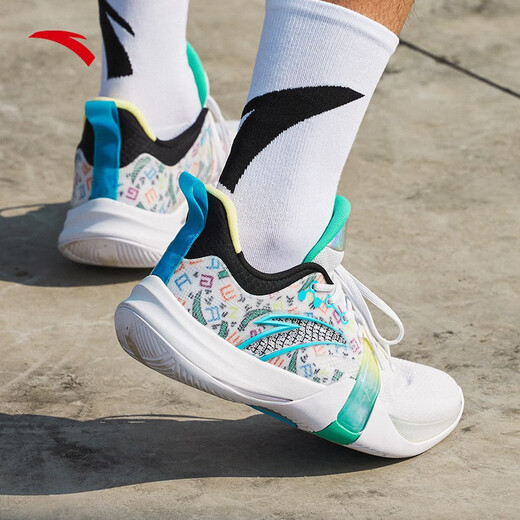 Anta (ANTA) Furious 4TD Basketball Shoes Men's 2024 Spring New Mesh Breathable Practical Exterior Field Sports Shoes Official Website Anta White/Rice Color/Parrot Green-2 6.5 (Male 39)