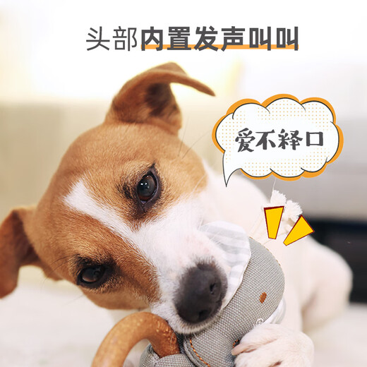 GiGwi is a dog toy made of pine wood plush canvas, teeth-resistant, bite-resistant, self-pleasant, relieving boredom, puppy pet toy Hula Hoop-Little Elephant