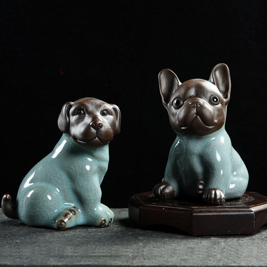 FW Keramikhund Ornamente Zodiakschilder für Wohlstand 12 Zodiakschilder von Hund Jahr Maskottchen Wohnzimmer TV-Schrank Eingang Home Office Dekoration Bläste kleine Geschenke Haus Hunde-Links links