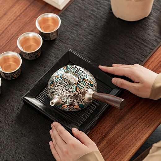 Such as porcelain and moving gilt silver side handle tea set Chinese style complete set of high-end birthday gifts for elders birthday banquet gifts holiday souvenirs Good luck - gilt silver purple sand side handle tea set gift box 5 pieces housewarming and retirement gifts for elders and leaders