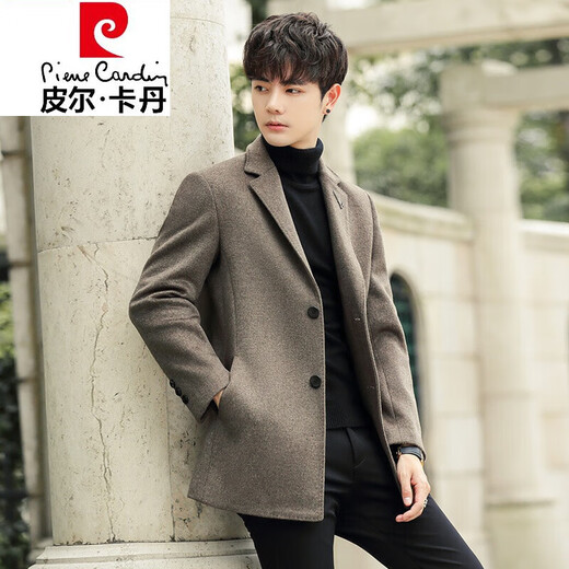Pier Cardin Light Luxury Brand Men's Wear Mabinet en laine Men Men's Men's Men's Medium Short Slim Fit épaissis coréen Version de la jeunesse Ni Gris foncé M M