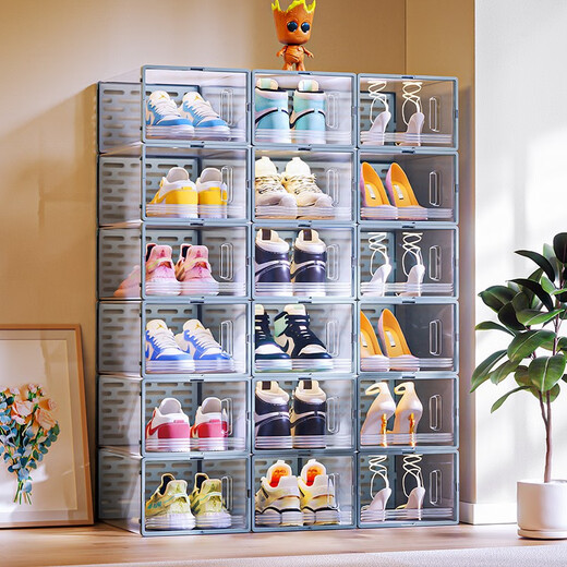 Nature House Shoe Box Storage Box Transparent Thickened Shoe Cabinet Drawer-Type Folding Indoor Dustproof Household Doorway Space-Saving Artifact 6 Pack Can be Installed Within 45 Sizes Environmentally Friendly and No Odor