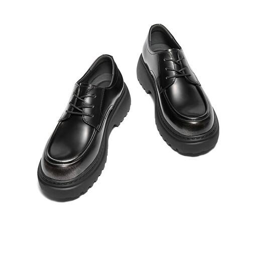 Belle Stars derselbe Pendler formelle Verschleiß dicker Derby-Schuhe für Männer Textur Business Casual Lederschuhe A1695DM4 Black 39