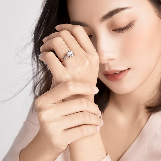 Liuguifu Jewelry 18K Rose Gold Diamond Proposal Proposal Ring Group-set Diamond Ring Star Putiya Series Birthday Gift 20 Points, VS/Weixia, F-G/Excellent White No. 9