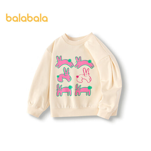 Balabala Children's Sweatshirt Girls 2024 Spring and Automn Clothion Rabbit Sweet Round Neck Pullover Top Cute 208324121001