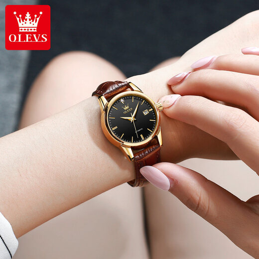 Oliver Switzerland zertifiziert brandneue Uhr für 2025 für Frauen mechanischer Watch Light Luxus Nische Frauen Uhr Top Ten Ten Ten Gürtel verbessert Version-6629 Brown Leder Black Women ()