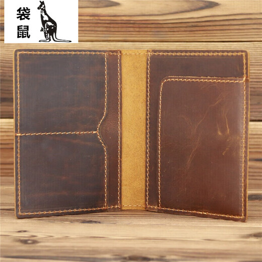 
Kangaroo leather Crazy horse leather men and women passport passport pass card bag card wallet travel business trip [520 gifts] blue