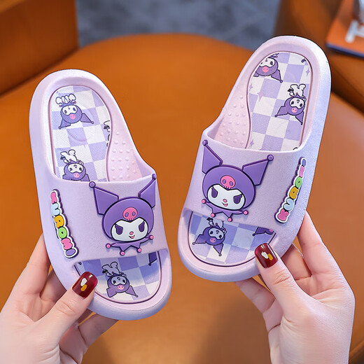 Sanrio Sanrio children's slippers cartoon cute summer home indoor slippers Kuromi girls non-slip parent-child slippers 2808 pink Melody size 34/35 inner length 21.5 cm