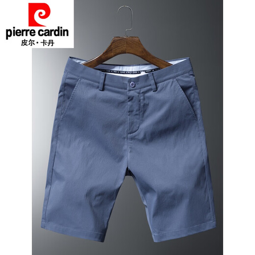 皮尔卡丹（pierre cardin）弹力休闲短裤男夏季薄款系皮带质五分裤男士修身裤子中裤潮流针织 浅灰-9909 34 (140-160斤左右)