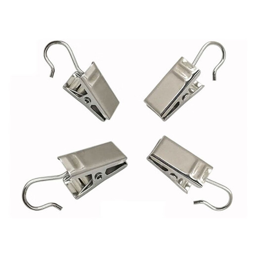 Jinguluo KCAA-596 Curtain Clip Hook Windproof Clip Curtain Accessories Strong Clip Shower Curtain Clip Thickened Clothes Clip Silver White 20 PCs