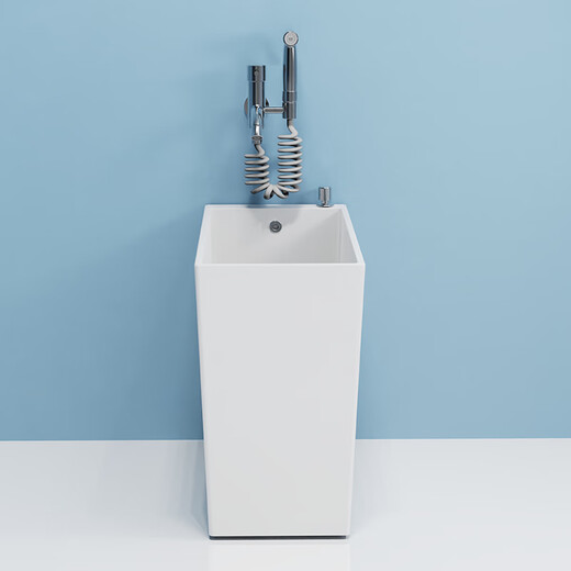 Washing mop pool household bathroom floor basin mop pool narrow and long small balcony mop trough ceramic floor-to-ceiling pool AM27 one-button console sent to the wall faucet