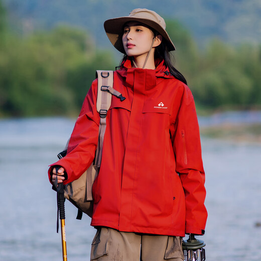 Pathfinder Suzaku Jacket Women's Three-in-One Fleece Liner Outdoor Mountaineering Jacket Windproof Waterproof Warm Jacket Men's Black丨Fleece Two-piece Set L