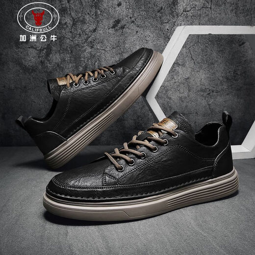 California Bull (Calif Bull) Herrenschuhe Casual Schuhe Summer Casual Leder Schuhe Britische Arbeitsstiefel dicker alleinerhöhenhanzer Schuhe Herren schwarz braun 41