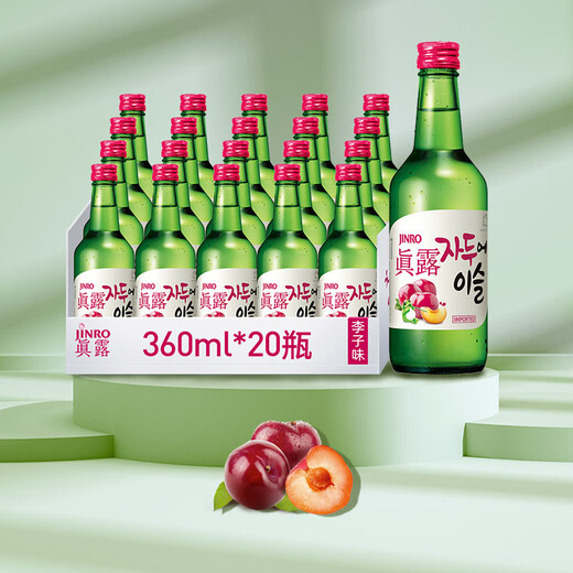 Jinro -Suppe 360 ​​ml*20 Flaschen 13 Grad Pflaumengeschmack aus Korea Foreign Wine Brewing Base Wine importiert