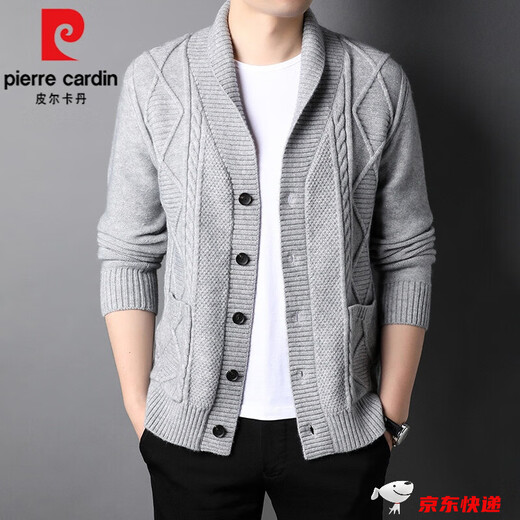 Pier Cardin Haut-glissé des vêtements masculins pour hommes en tricot en tricot pour hommes, printemps et automne, veste lâche en laine en laine Pull tricoté pour hommes Khaki 165 / m