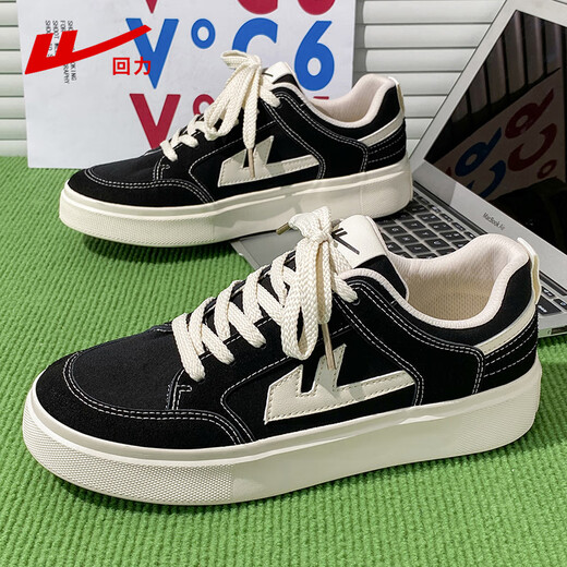 Warrior men's shoes, fashionable flat shoes, versatile lace-up sports casual shoes, H663T black/m42