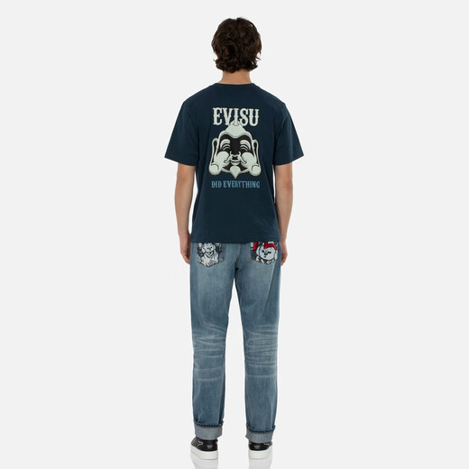 EVISU  男士佛头印花短袖T恤男2ESEPM4TS1182XXCT 藏青色 S