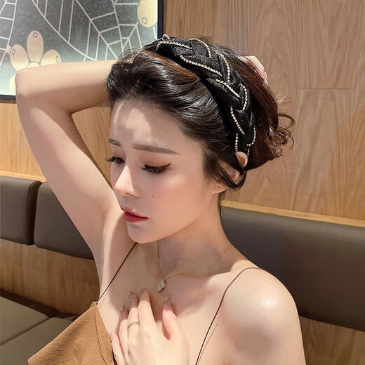 Kamalun (KAMALUN) hairband female forest style high-end rhinestone headband 2025 new pressure hair headband hair accessories for girlfriend birthday gift black + brand gift box