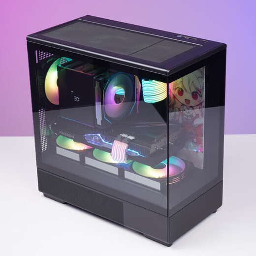 Patriot Xingcanlan Xingcan Xiaolan boîtier de chambre avec vue sur la mer transmission latérale panoramique sans colonne ordinateur de bureau de jeu e-sports de grande valeur ordinateur central MATX/240 refroidi à l'eau noir + ventilateur Aurora ARGB (1 positif et 3 négatif)