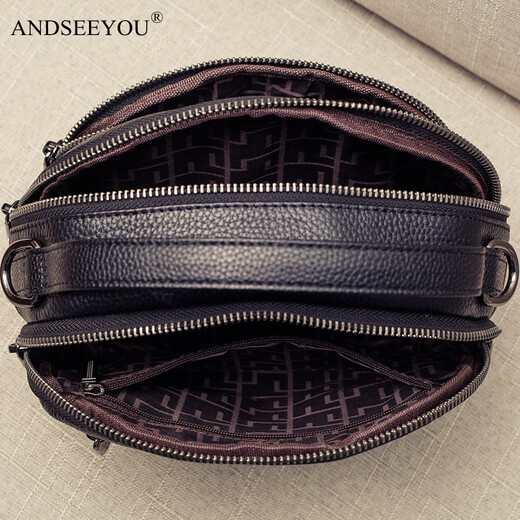 
ANDSEEYOU brand crossbody bag women new multi-layer single-shoulder crossbody bag head layer cowhide mini small bag hand-held shell bag dark blue