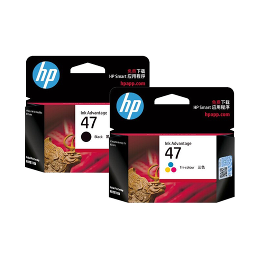 惠普（HP）47原装墨盒 适用惠普 4825 4826 4829 4828 4877打印机 大印量墨盒 47黑彩套装（黑色1300页+彩色700页）