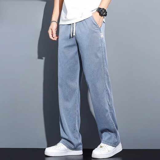 Jeep Spirit2024 Sommer Tennis Jeans Männer loser, lockerer Weitbein langer Hosen Herrenstil 1048 Gray M 90-115jin [Jin entspricht 0,5 kg]