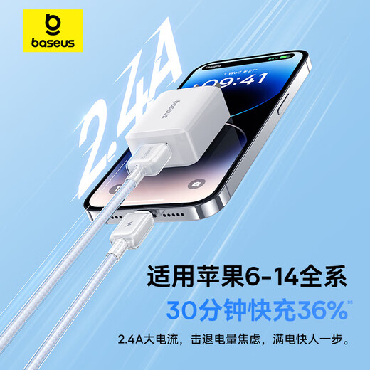 Baseus Apple Charging Cable Fast Charging Cable Suitable for iPhone14/13/12/11Pro Max/xs/iPadPro/Air2/mini Tablet Car Mount Ice White 1 Meter