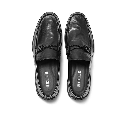 Belle set foot bean shoes men's spring and summer shopping mall same pleated genuine leather daddy shoes loafers 8AN01CM3 black 41 (255mm)