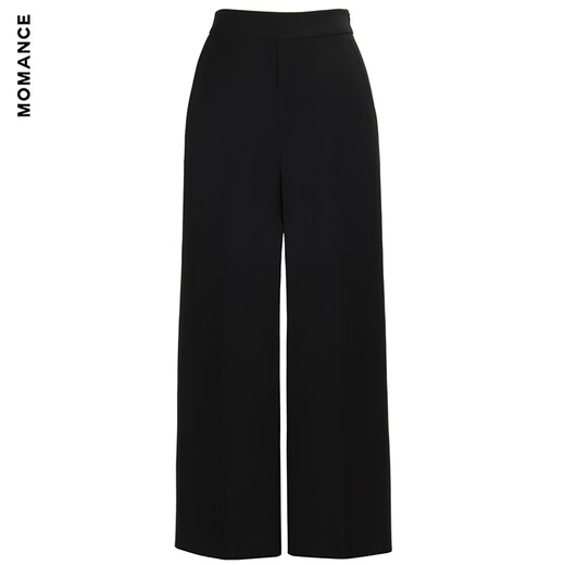 MOMANCE basic wide-leg pants, triacetate, commuting, drape and crisp, pockets, high-waisted, straight-leg pants, black L