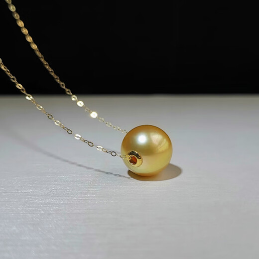 DL 1998 Fat Donglai same style South Sea gold bead pendant natural sea water Philippine quality necklace G18k gold deep gold road 9-10mm small size thick gold