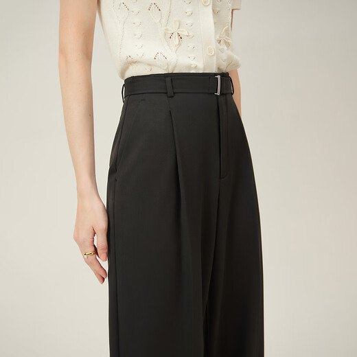 
Fan Silann commuting belt design straight-leg casual pants for women in summer 2024 new pants 24FS12159 black XS