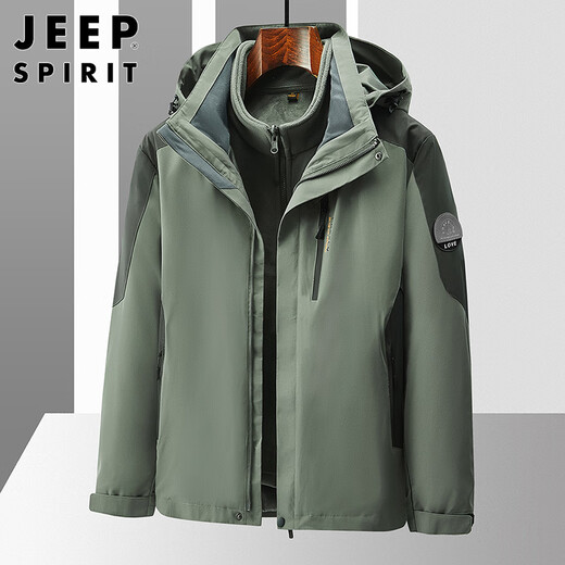 JEEP SPIRIT Jeep Jacket Men's Three-in-One Winter Jacket Men's Polar Fleece Jacket Men's Clothes