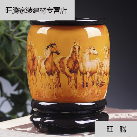 Meng Yier pen holder, high-looking retro ornaments, Chinese style rotating creative office desktop storage box, stationery, study office, large-sized Qingming Festival along the river, height 17.5-cm