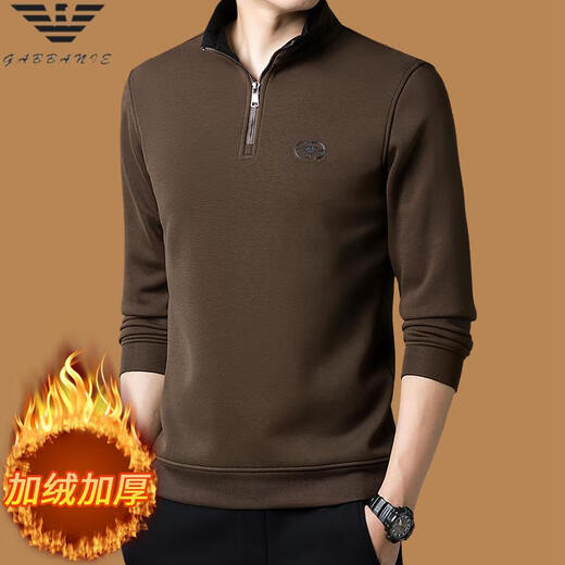 
Emporio Armani men's sweatshirt half zipper plus velvet thick autumn and winter heavy high-end top trendy a3291 brown plus velvet XXS 165/84A