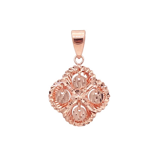 Jin Qilin 585 Purple Gold Smart Happy Grass Pendant New Fashionable Pure 14K Rose Gold Pendant Individual Pendant